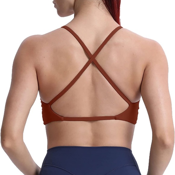 Aoxjox Women's Workout Sports Bras Fitness Backless Padded Sienna Low Impact Bra - Picture 3 of 4